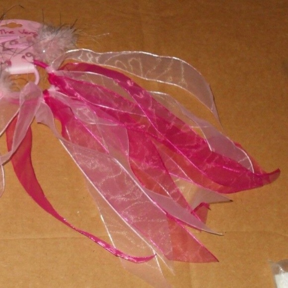 4 Pc Hair Ribbon Ponytail Pink Rhinestones Clip